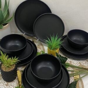 12pcs Deep black Dinner Set