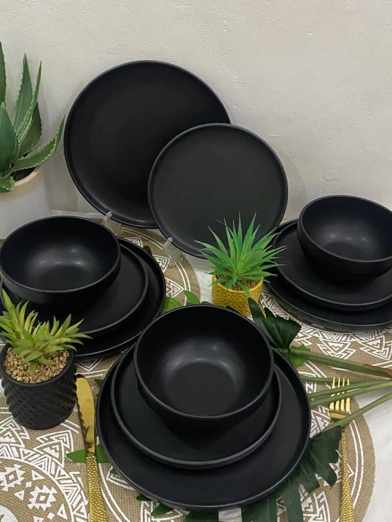 12pcs Deep black Dinner Set