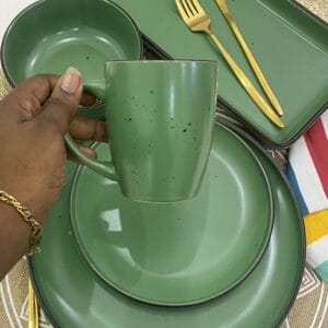 17pcs Green  with tray Dinner Set