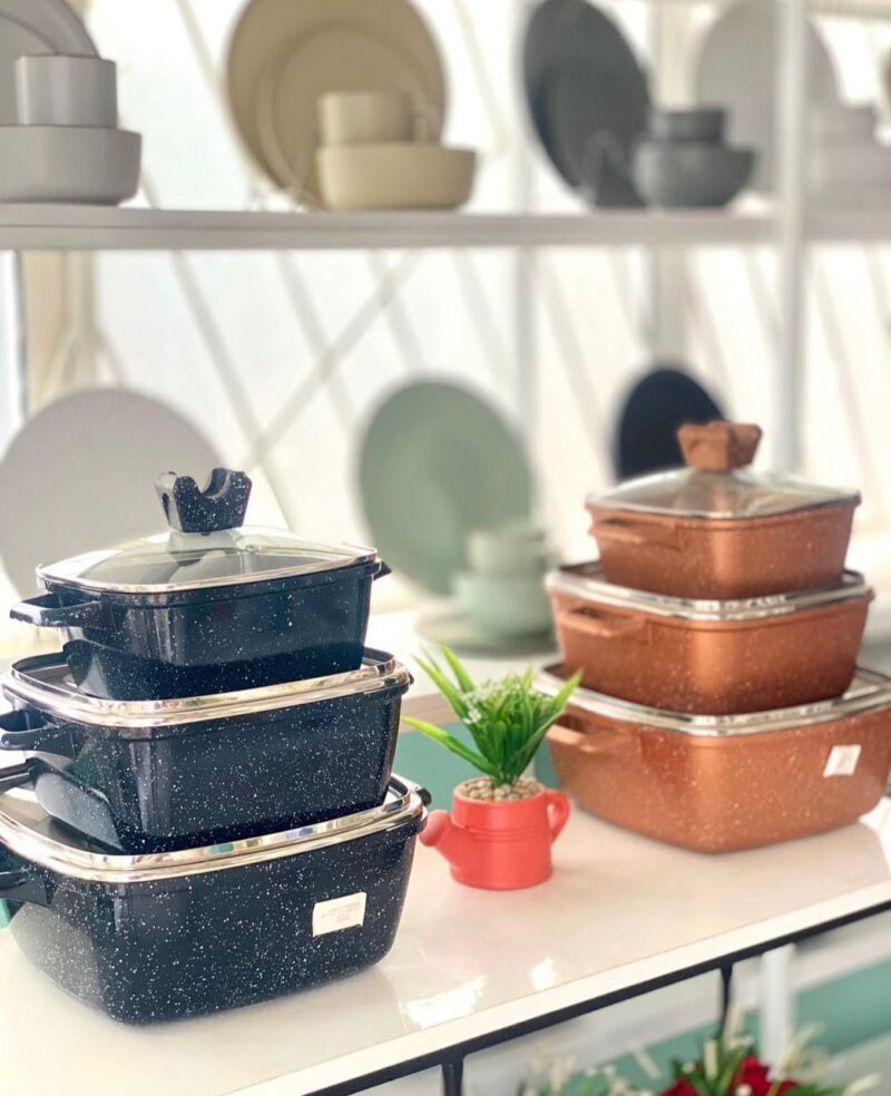 Set of 3 Square pot black