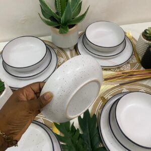 12pcs Dotted whte and black Dinner Set