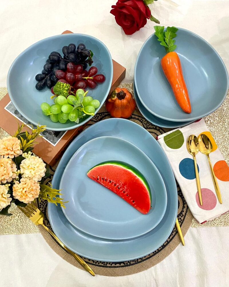 12pcs Triangle blue Dinner Set
