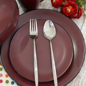16Pcs Red With Black Trim dinner set