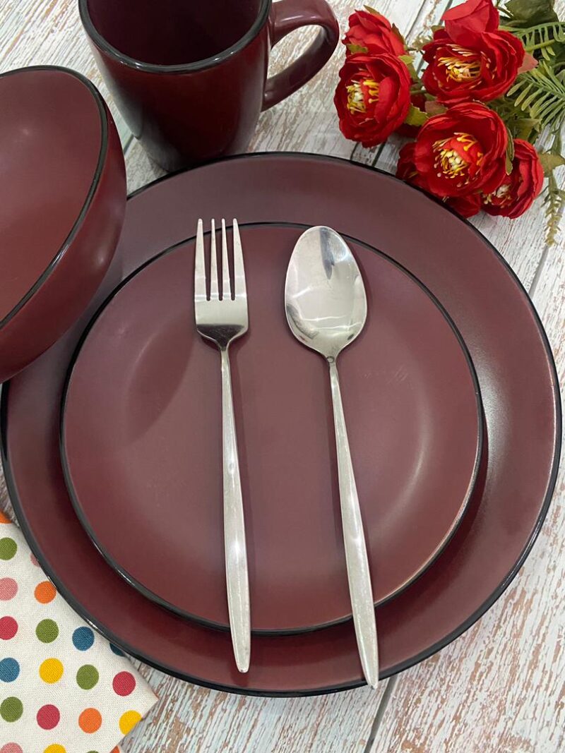 16Pcs Red With Black Trim dinner set