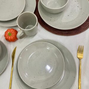 16pcs Dotted grey with small bowl Dinner Set
