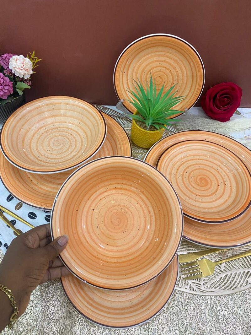 18pcs Ripple orange Dinner Set