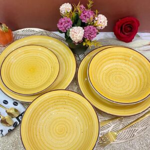 18pcs Ripples yellow Dinner Set
