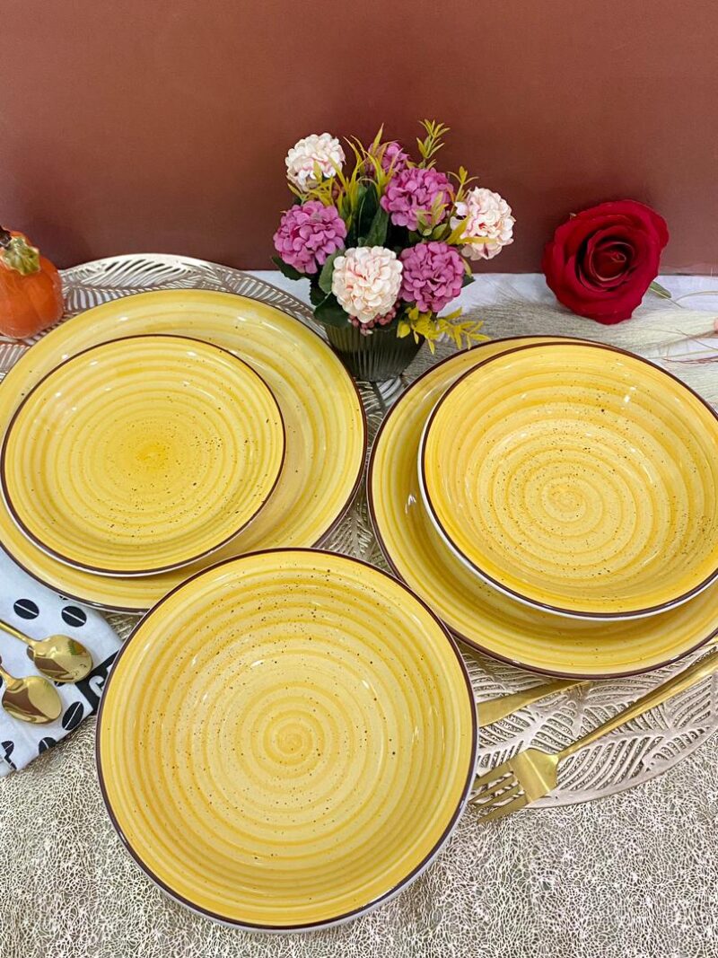 18pcs Ripples yellow Dinner Set