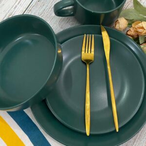 16Pcs Big Mug - Green Dinner Set