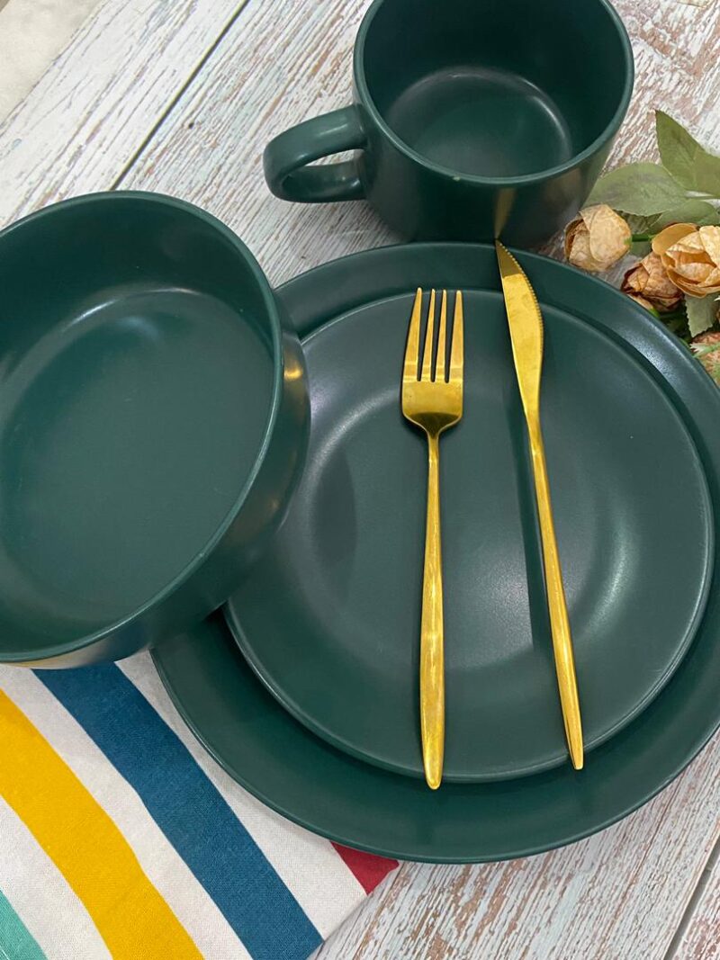 16Pcs Big Mug - Green Dinner Set