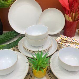 12pcs White with cream trim