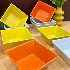 6"Square coloured bowl white