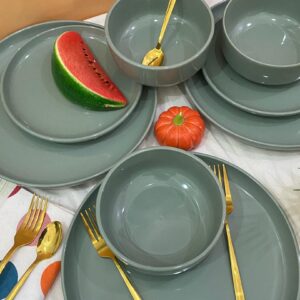 12 Sage green dinner set