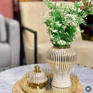 Small Gold And White Jar Vase