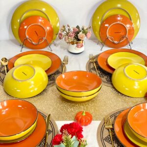 18pcs Mixed orange and yellow Dinner Set