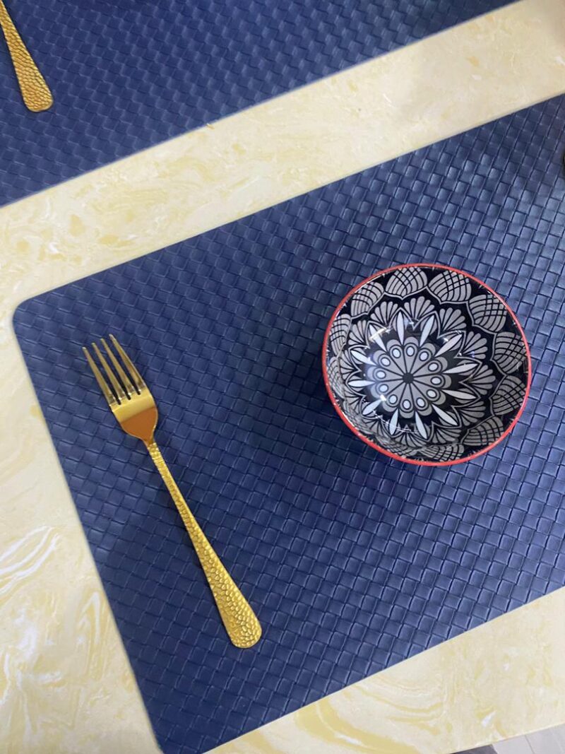 Leather placemat - blue