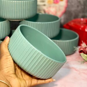 6in light green ribbed bowl