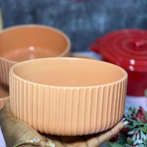 6in peach ribbed bowl