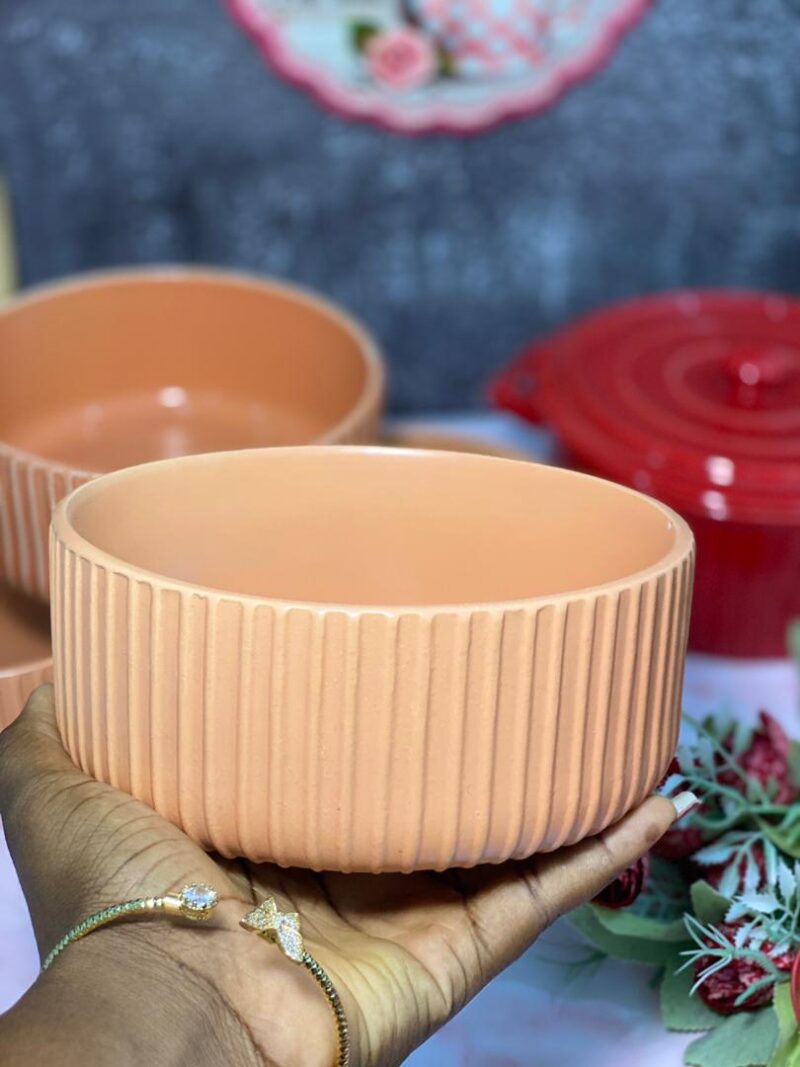 6in peach ribbed bowl