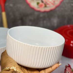 6in off white ribbed bowl