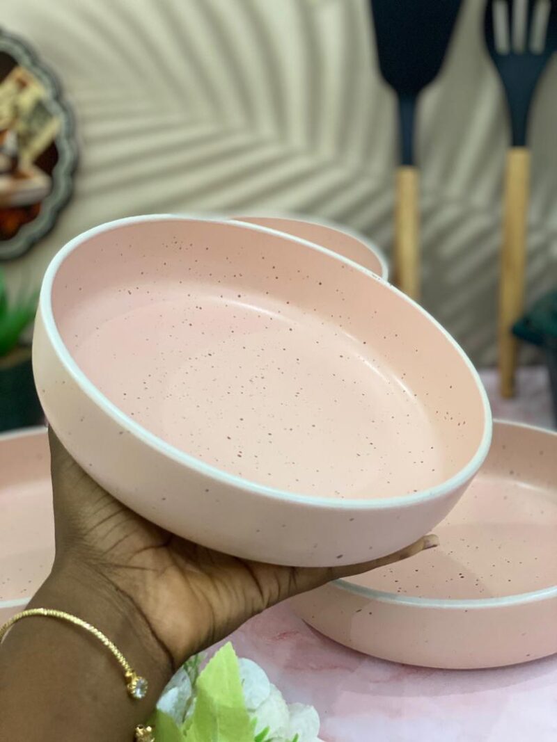 8.5in peach speckled bowl