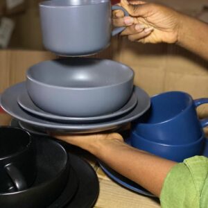 16Pcs Big Mug - Sky Blue Dinner Set