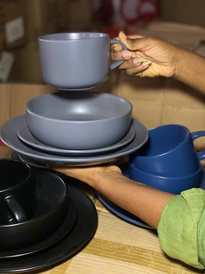 16Pcs Big Mug - Sky Blue Dinner Set