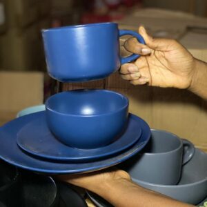 16Pcs Big Mug - Blue Dinner Set