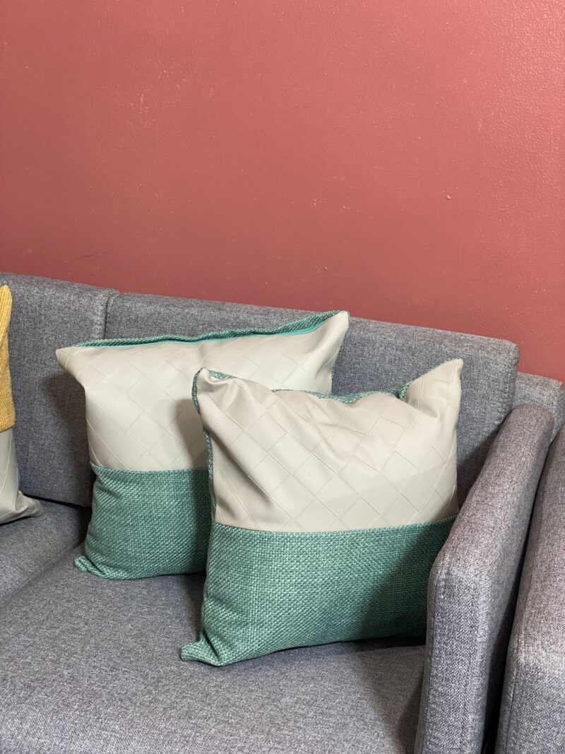 Throw pillow -fabric leather mint