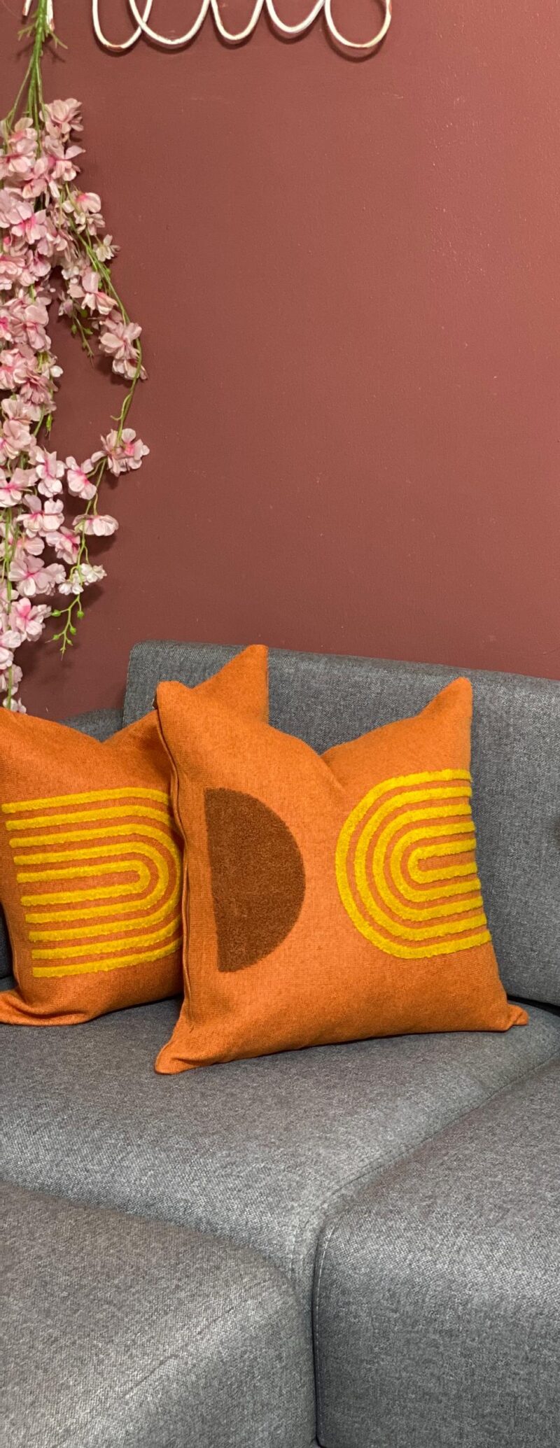 Throw pillow - woven orange