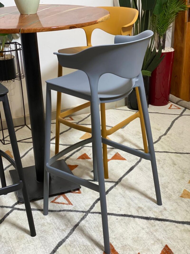 Open curved back barstool- grey