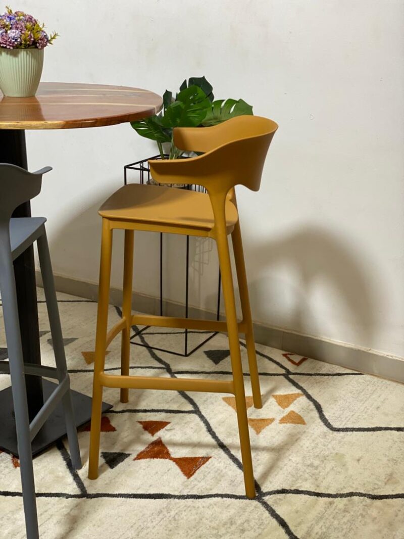 Open curved back barstool - mustard
